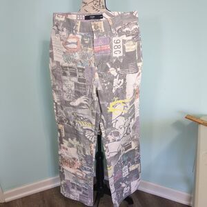 Jaded London Graffiti Print Concrete Jungle Punk pants 30
